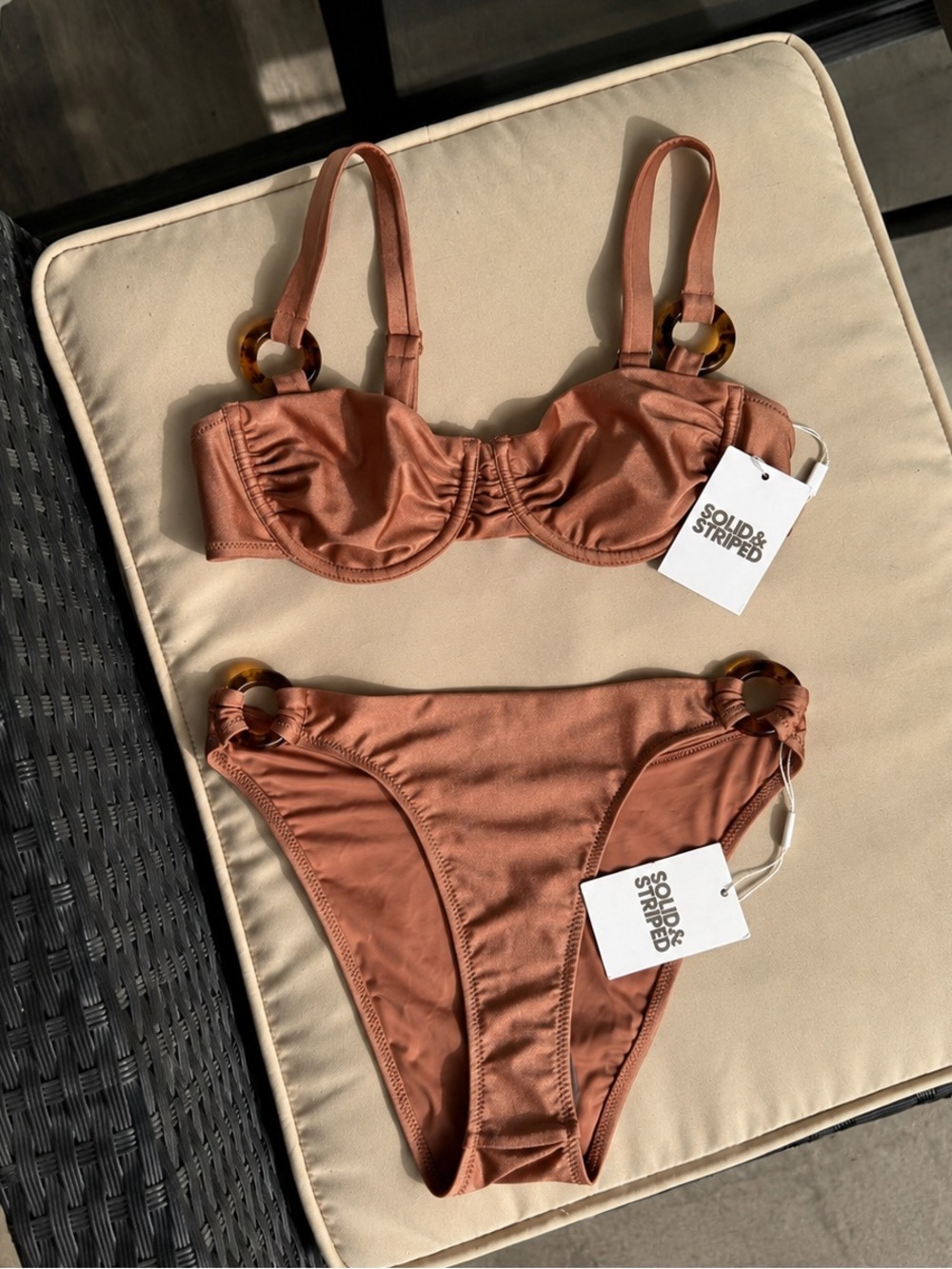 SOLID & STRIPED Bikini Set in Cocoa - MAIA